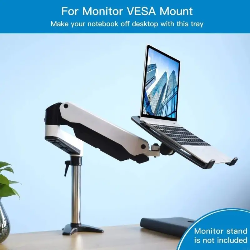 W91A Laptop Attachment DML1 | SILVER Desk Mount Support Tray for Laptop/Tablet/MacBooks | VESA 75/100 | 8kg Capacity