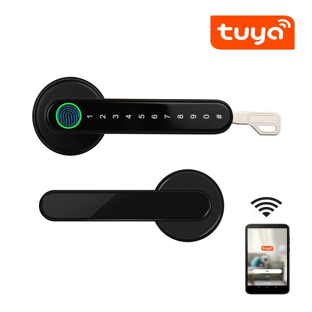 

Tuya Smartlife APP Bluetooth-compatible Remote Control Smart Fingerprint Biometrics Lock For Indoor Wooden Metal Door