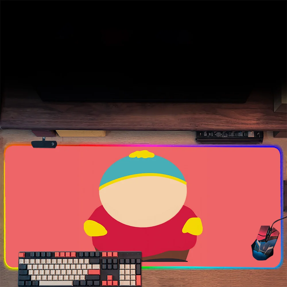 South Funny P-Park RGB Pc Gamer Keyboard Mouse Pad Mousepad LED Glowing Mouse Mats Rubber Gaming Computer Mausepad