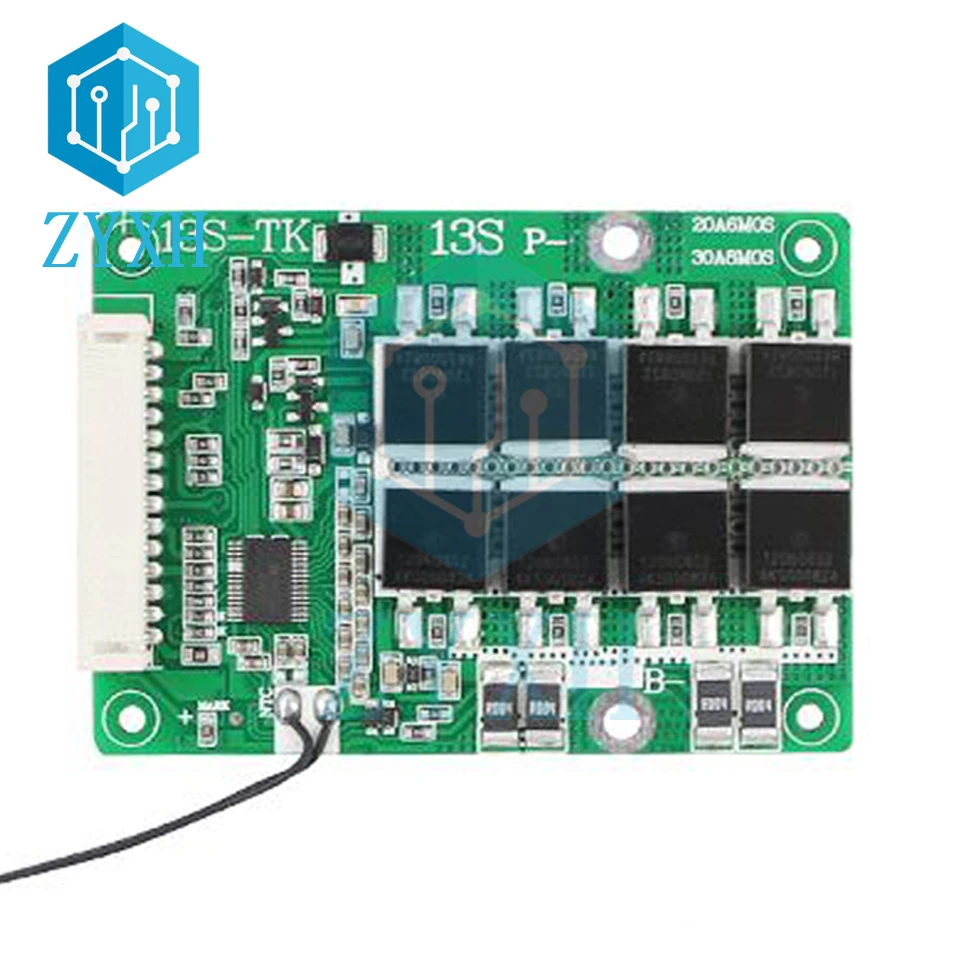 BMS 13S 48V 20A 30A 18650 akumulator litowo-jonowy płyta ładowania zrównoważony korektor wersja z temperatura NTC ochrona dla Escooter