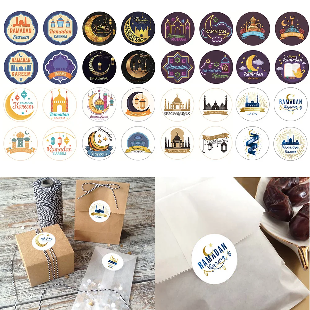 

90Pcs Ramadan EID Mubarak Decorations Paper Sticker 4cm Gift Lable Seal Sticker Islamic Muslim Eid al-fitr Decoration Supplies