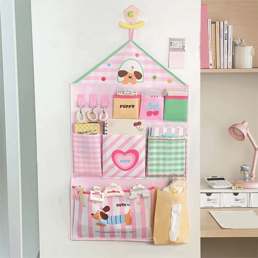 

Oxford Cloth Dormitory Storage Hanging Bag Multi-layer Cute Wall Mounted Storage Bag Space Saving Cartoon Hanging Bag for Home