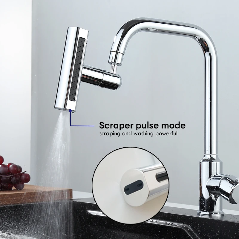 Multi functional Kitchen Sink Waterfall Faucet Pressurized Bubbler Splash-proof 4 Modes Spout Bathroom Basin Tap Extender Adapte