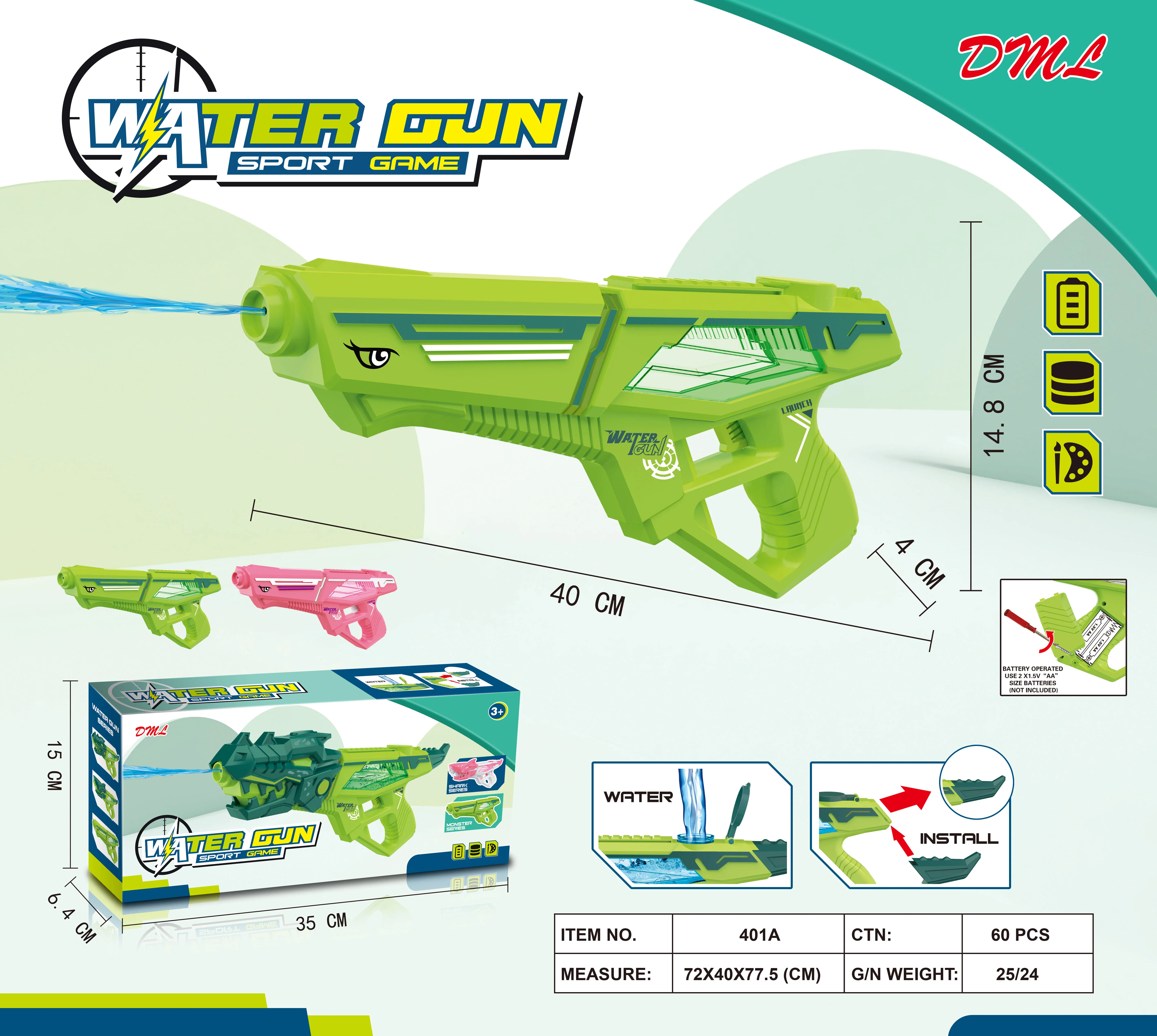 Pistola de agua continua de tiburón y dinosaurio eléctrica, juguete para niños, verano, exterior, playa, piscina, jardín, disparo automático de agua, regalo divertido