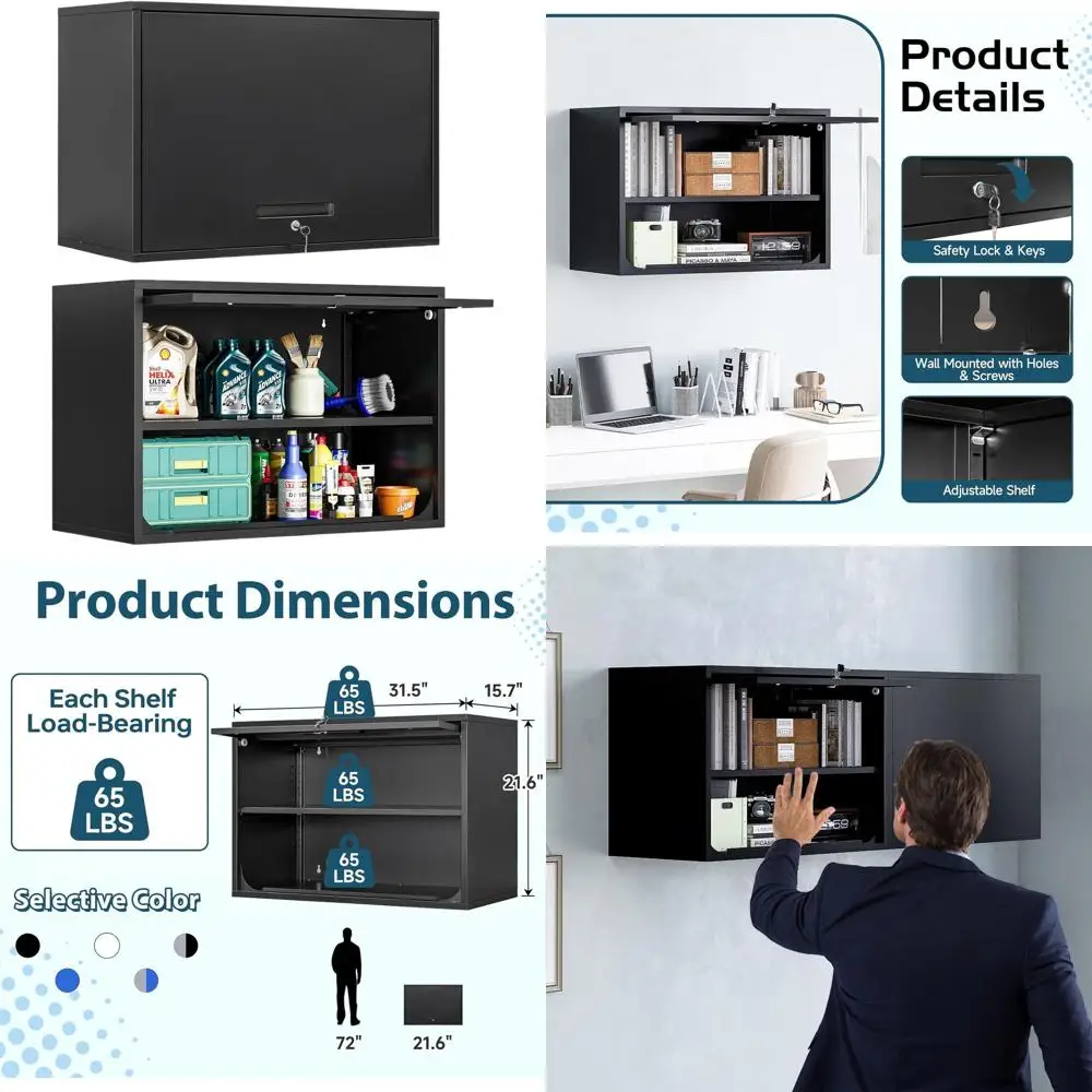 

Надежный металлический шкаф для хранения для гаража, офиса, кухни и кладовой с дверцей и регулируемой полкой