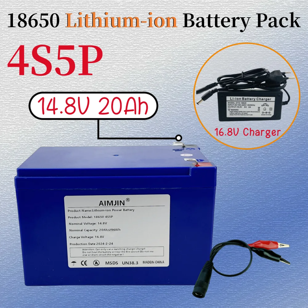 

18650 4S5P 14.8V 20Ah Lithium-ion Battery Pack Built-in BMS Suitable for 16.8V Equipment, High-power Inverter, Tourist Car Solar