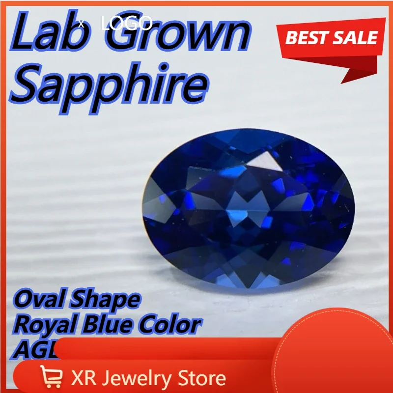 

Top Quality Lab Grown Sapphire Oval Cut Royal Blue Color Charms for Diy Jewelry Making Materials Selectable AGL Certificate