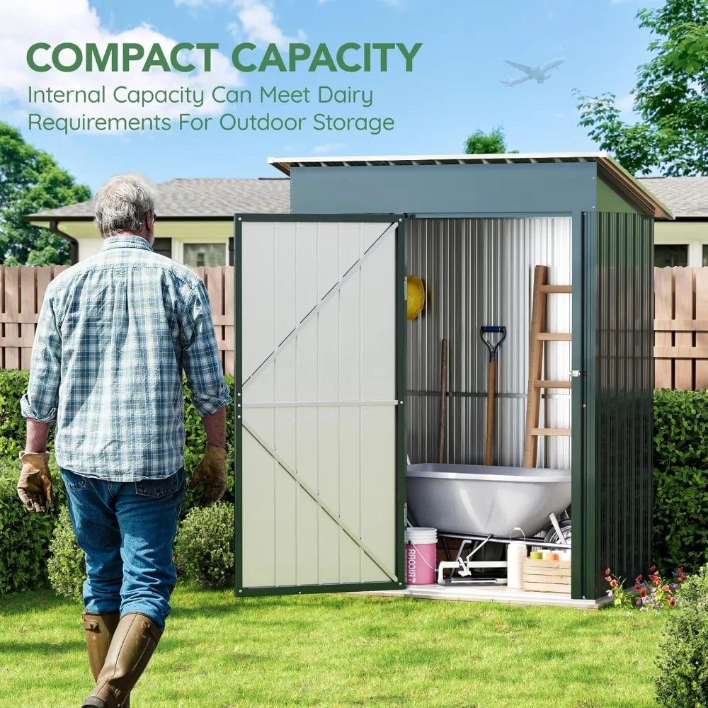 Outdoor Steel Storage Shed with Frame Floor and Lockable Doors, Ideal for Garden, Backyard, Patio Storage