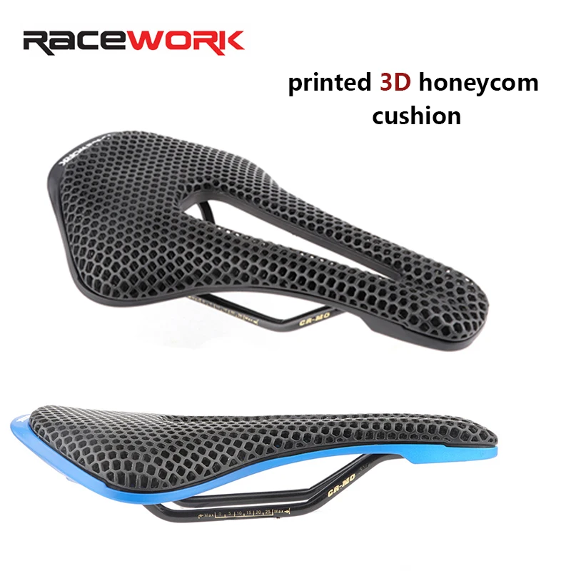 RACEWORK 3D Printed Bicycle Saddle Liquid Resins Honeycomb Bike Seat Super Soft Cushion MTB Road Triathlon Cycling Race Seat