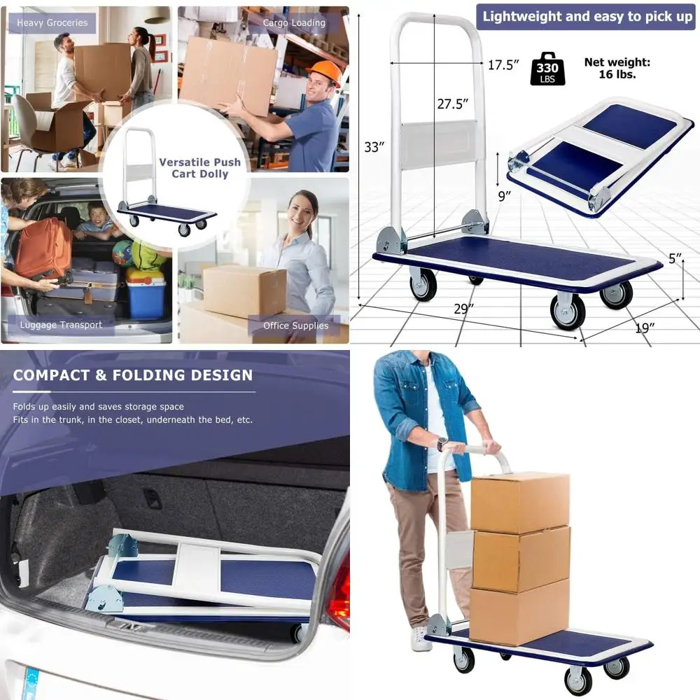 

Portable Folding Hand Truck with Swivel Wheels, 330lbs Capacity, Versatile for Home, Auto, and Office