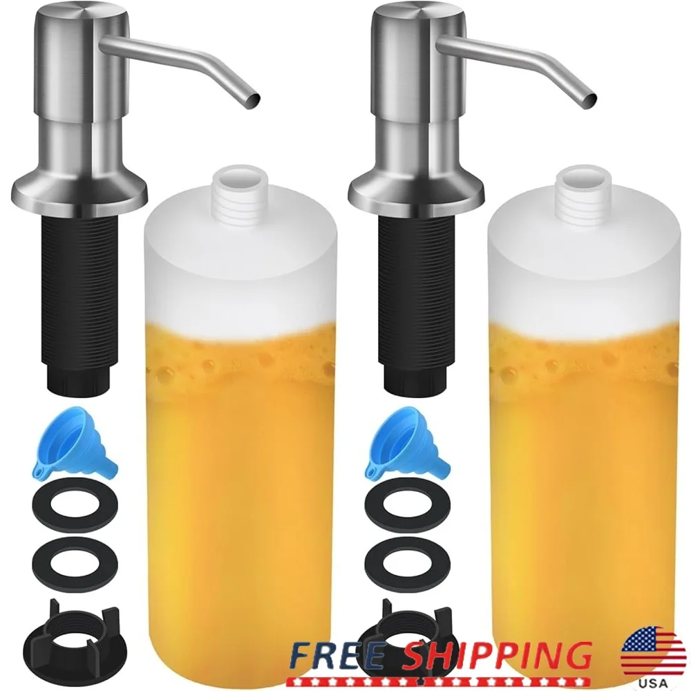 Kitchen Sink Soap Dispenser 17oz Built in Pump Durable Stainless Steel Refillable Lotion Dish Soap Pump Multifunctional Home Use