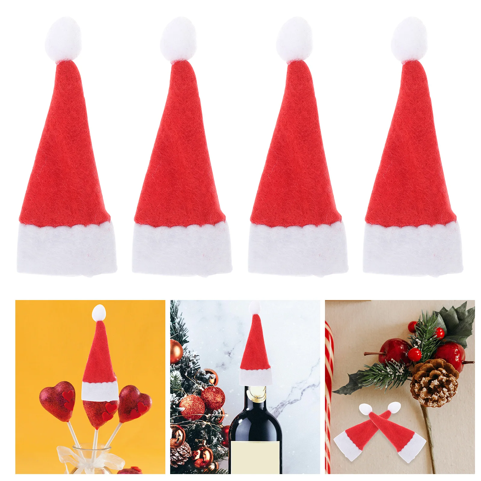 24 pçs mini chapéu de papai noel pirulito decoração chapéus em miniatura para brinquedo de festa pequenas capas de tecido não tecido sazonal