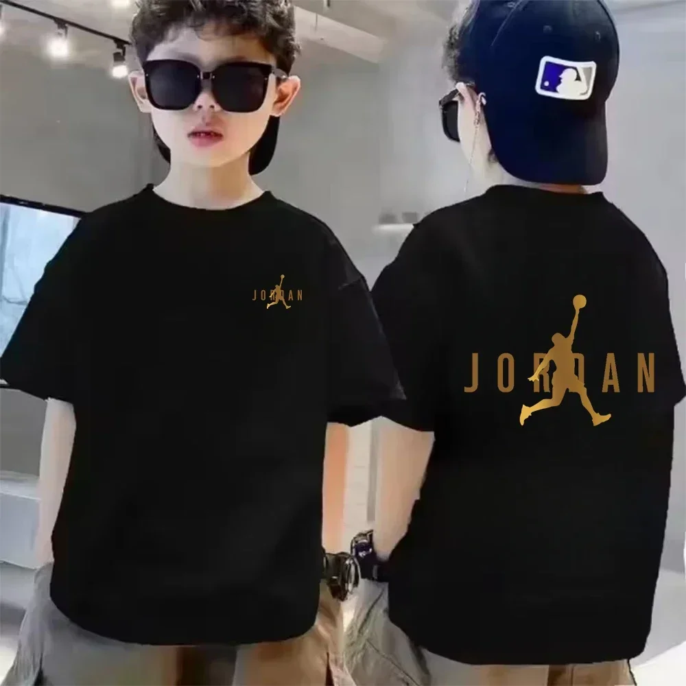Camiseta de algodón fresco transpirable con estampado de patrón de marca de verano para niños, ropa de manga corta para chico, camiseta deportiva informal a la moda para bebé