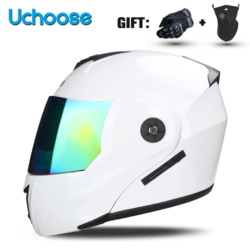 Uchoose Unisex Motorcycle Helmet DOT Certification Double Lens Cross Section Helmet Safety Modular Flip Helm Helmet With Visor