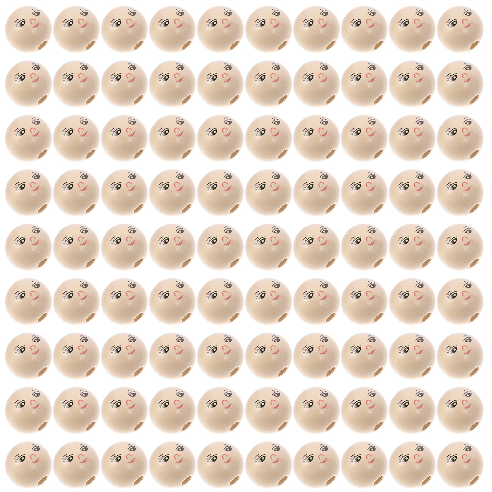 

100pcs Wooden Beads Children Toys Smile Face Diy Craft Jewelry Making Kits Round Bead Accessories Creative Projects Popular