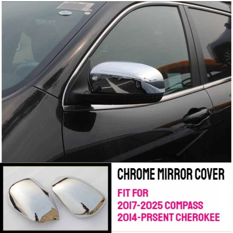 

FIt For Jeep Compass 2nd Gen Rearview Side Door Mirror Cover Trim 2pcs For 2017-2025 2019 2020 2021/ Cherokee 2014-Present