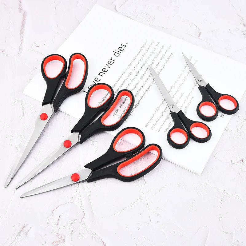 Stainless Steel Office Tailor Scissors Student Stationery Scissors Two Color Rubber Plastic Scissors