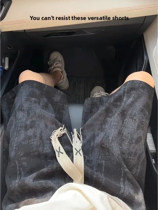 

Bla Dyed Sports orts Men's Summer American Retro Casual Five-Point Baskeall Qui-Drng Pants Youth Leisure Breathable