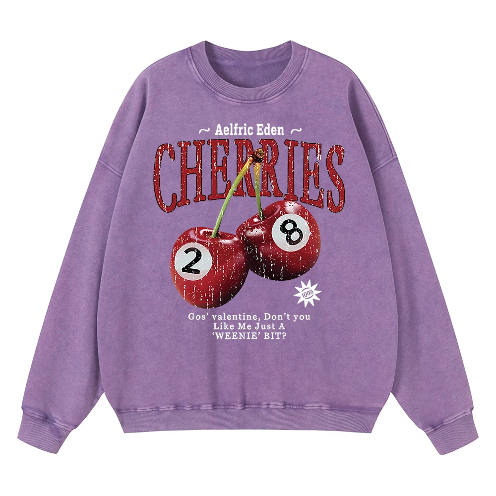 Vintage Distressed Washing Aelfric Eden Cherries Billiards 8 Hoody Men Streetwear Hip Hop Hoodie Loose Cotton Oversized Clothing