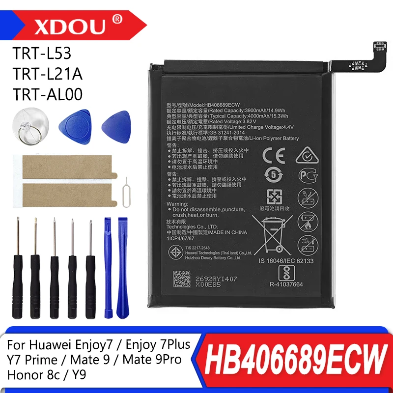 

Совершенно новый аккумулятор HB406689ECW 4000 мАч для Huawei Enjoy 7 Enjoy 7plus Y7 Prime Mate 9/Pro TRT-L53 TRT-L21A TRT-AL00 + инструменты
