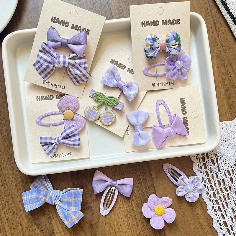 

Детские фиолетовые заколки для волос, вишневые заколки для девочек, боковые заколки для малышей, тканевые заколки ручной работы с цветами, аксессуары для волос для младенцев