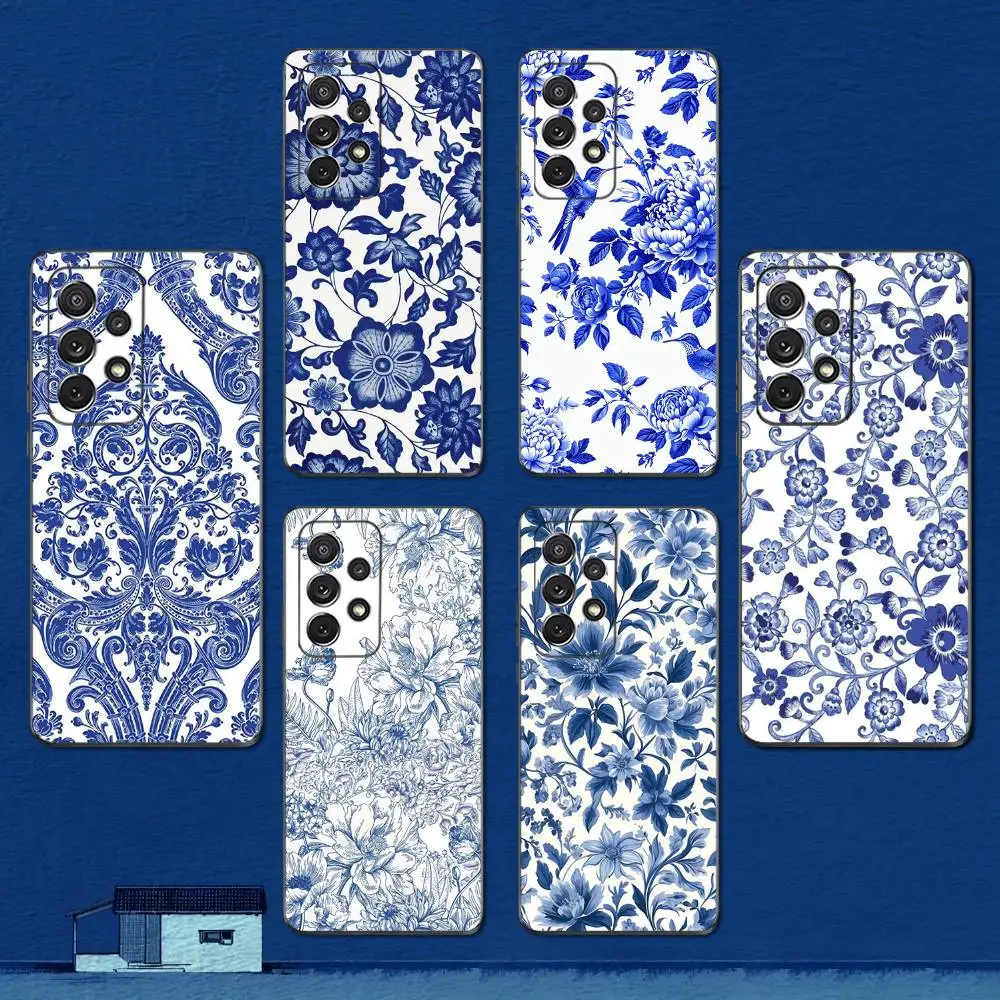 

Blue White Porcelain Art Phone Case For Samsung S22,S21,S20,S10,S9,S25,S24,S23,Ultra,FE,Plus,Lite,Soft Silicone Black Cover