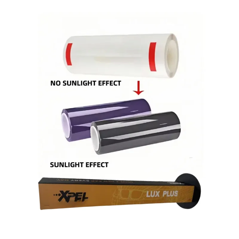 

XPEL White to Purple PPF TPU White to Black Photochromic Purple Changing Headlight Tint PPF TPU Car Headlight PPF Film 0.3x15M