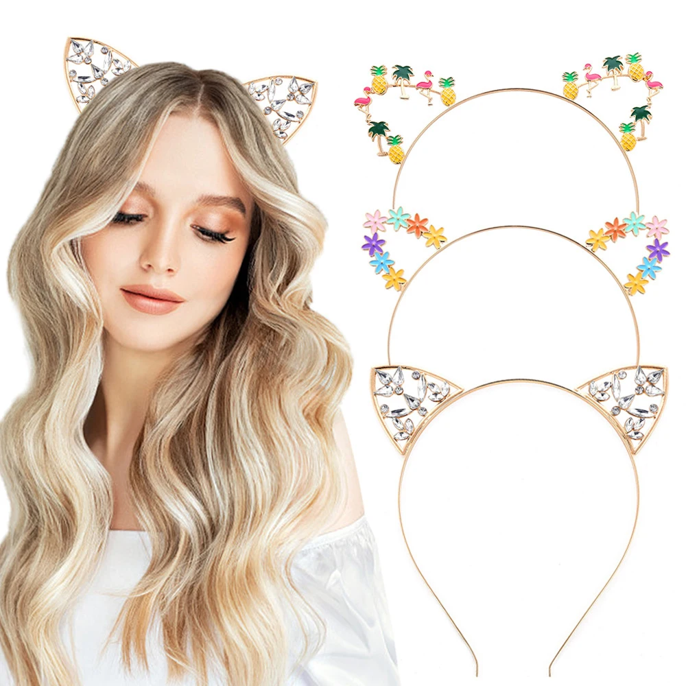 

rhinestones headband cat ears headpiece halloween headband rabbit ears cosplay hair accessories
