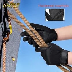 Leather Sliding Mountaineering Gloves Thick Cowhide Downhill Wear Resistant Damping Motorcycle Electric Scooter Camping Supplies