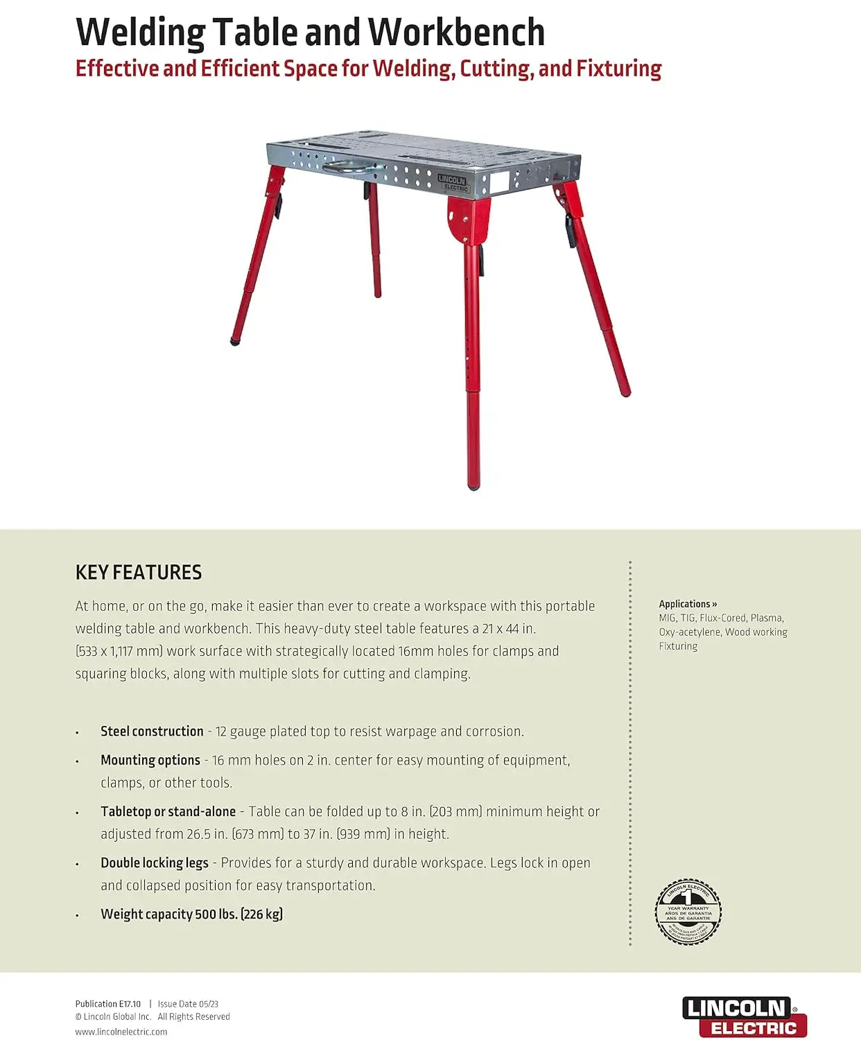 Lincoln K5334-1 Portable Welding Table Folding Workbench 21\