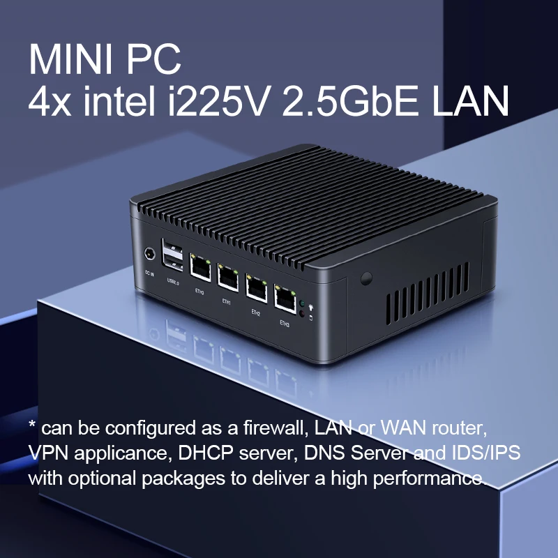 Безвентиляторный мини-ПК Intel Celeron J4125 Windows10 Брандмауэр Pfsense Linux Ubuntu Soft Router Компьютер Opnsense PVE ESXI