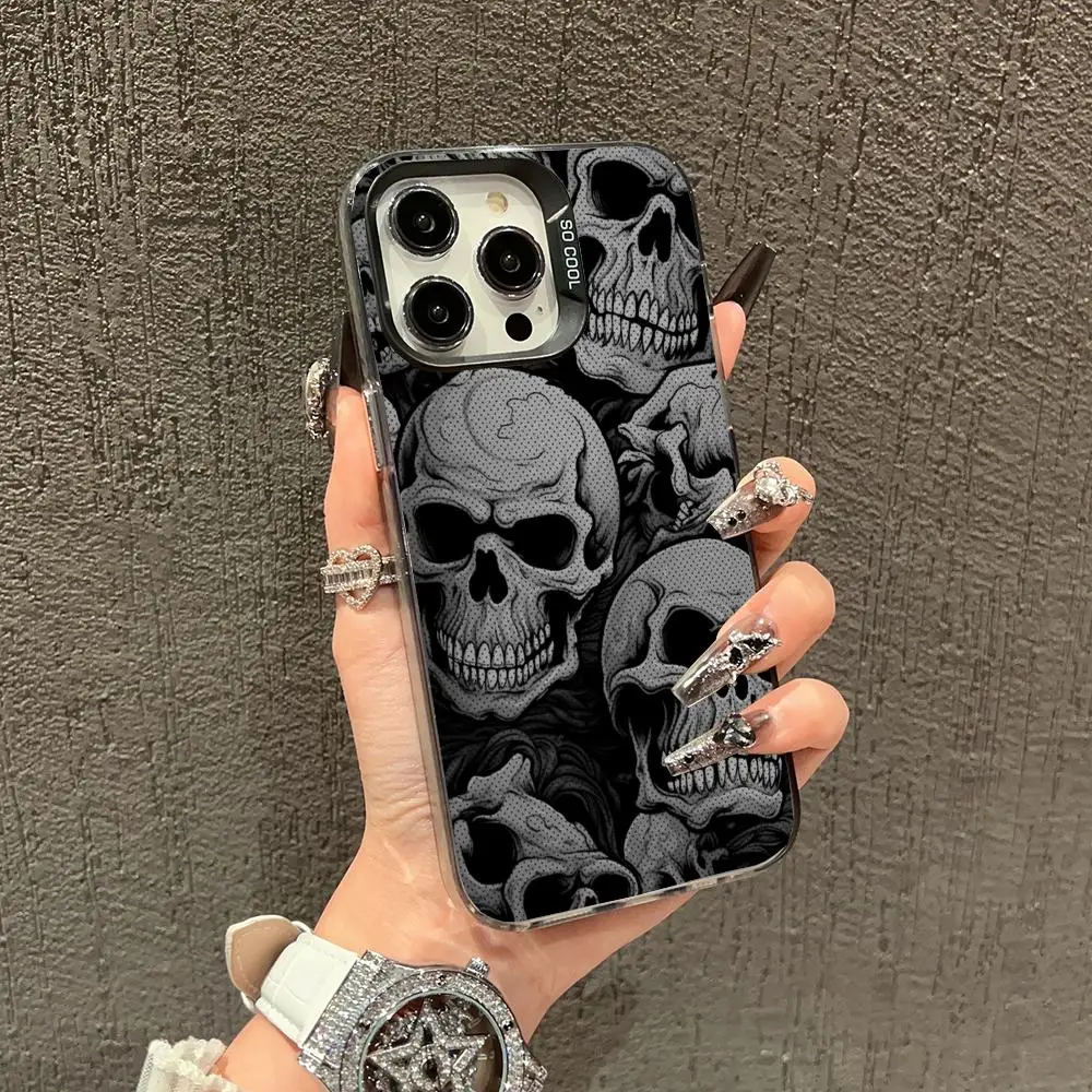 

Black skull pattern Phone Case case for iPhone17 16 15 14 13 12 11 Pro/ Max/Plus shock-proof rear cover anti-fingerprint