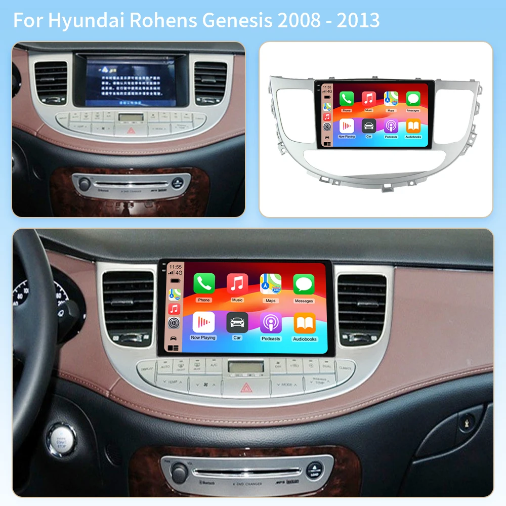 2K Android 16 Video Playe One Car Radio DSP QLED Carplay Auto For Hyundai Rohens Genesis 2008 - 2013 Multimedia DVD GPS Stereo