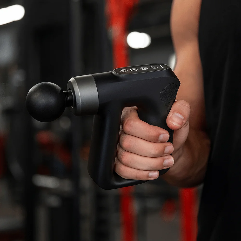 

Высокочастотный электрический массажер для мышц, ручной регулируемый шестерня, фасциальный массажер, малошумный ЖК-экран, массажер для глубоких тканей тела