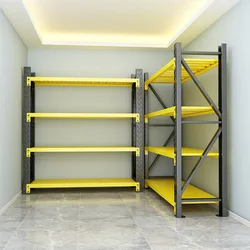 Household black and yellow   multi-layer storage  express supermarket display shelves, warehouse storage