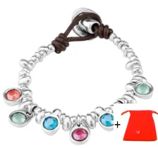 2022 New Stainless Steel Alloy Silver Color Cute Have Logo No Buckle Fashion Charm Bead Bracelet Wholesale with Bag Uno