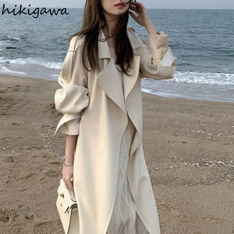 Streetwear Trench Coat  Women's Clothing Korean Temperament Oversized Outwear Y2k Tops Casual Fashion Jackets 2024 Ropa Mujer