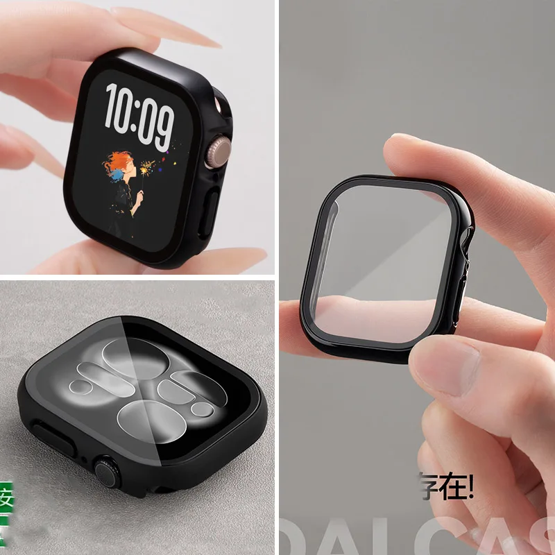 2pcs Tempered Glass Screen Protector Case Cover For Apple Watch Series 11 10 9 8 7 6 5 SE 46mm 42mm 45-41-40mm 44MM Accessories