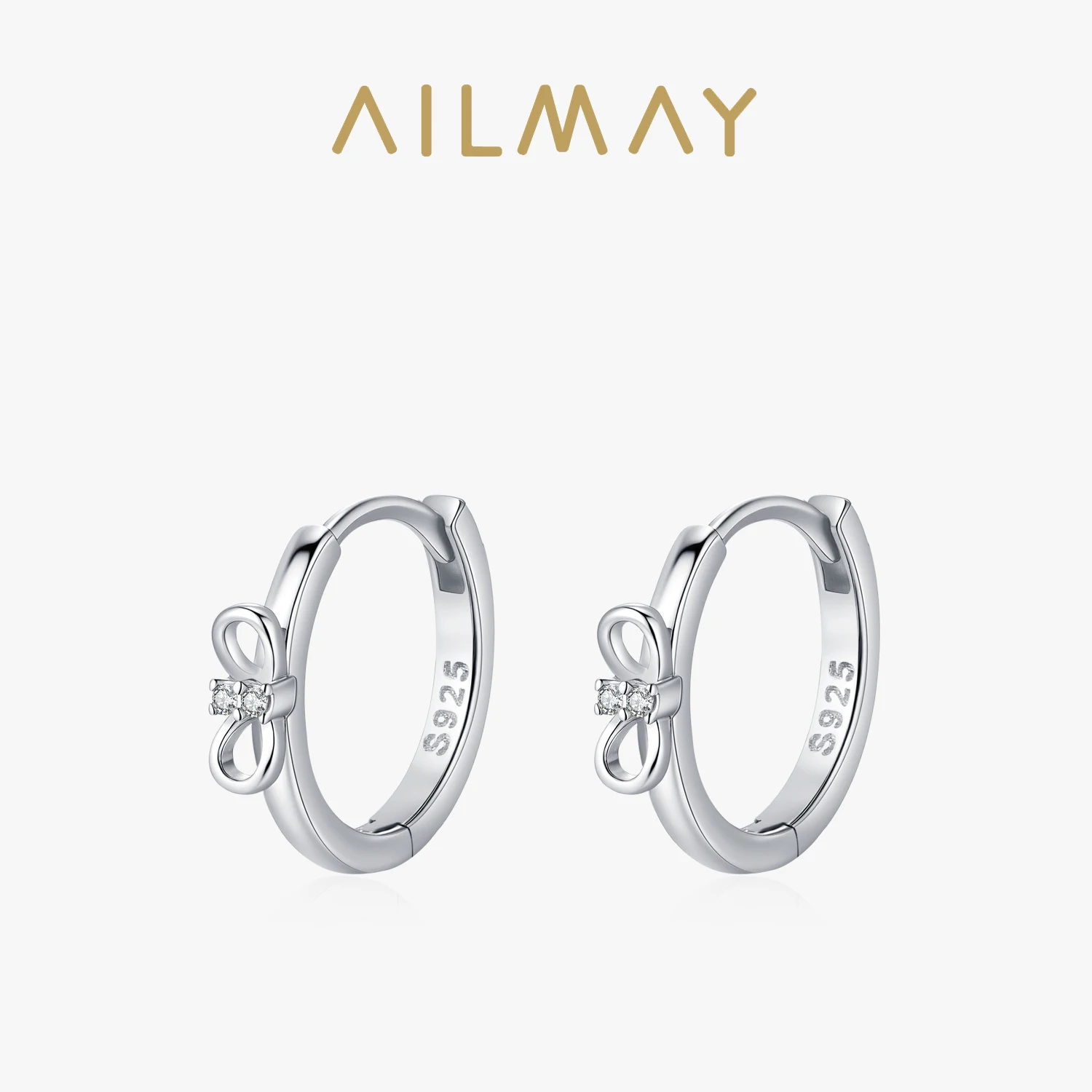 

Ailmay 925 Sterling Silver Infinite Symbol 8 Shape Hoop Earrings Zircon Women Classic Jewelry Accessory Charm Gift