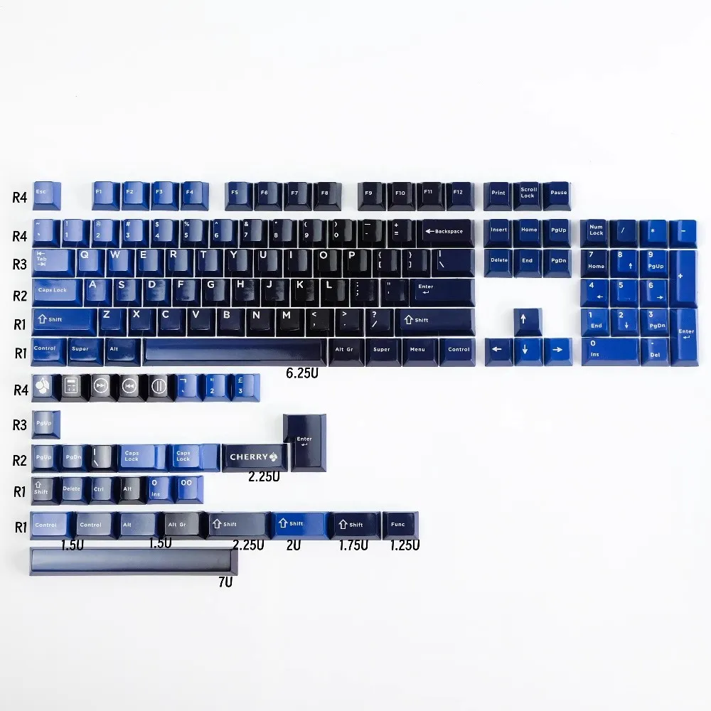 1 Set Blue Purple Red Zen Master Keycaps PBT Dye Sub Key Caps Cherry Profile Keycap Imitation Porcelain Glossy Surface Gradient