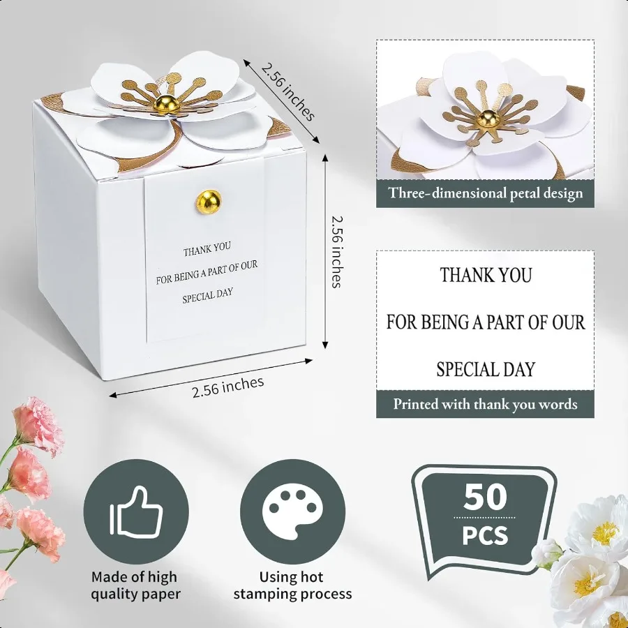 結婚式の記念品ボックス ペーパーホワイト 50個