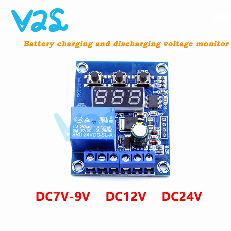 Battery Charge Discharge Voltage Monitor WX-001V DC 0V-99.9V With Relay Switch Output Automatically Cut-off Protect Battery