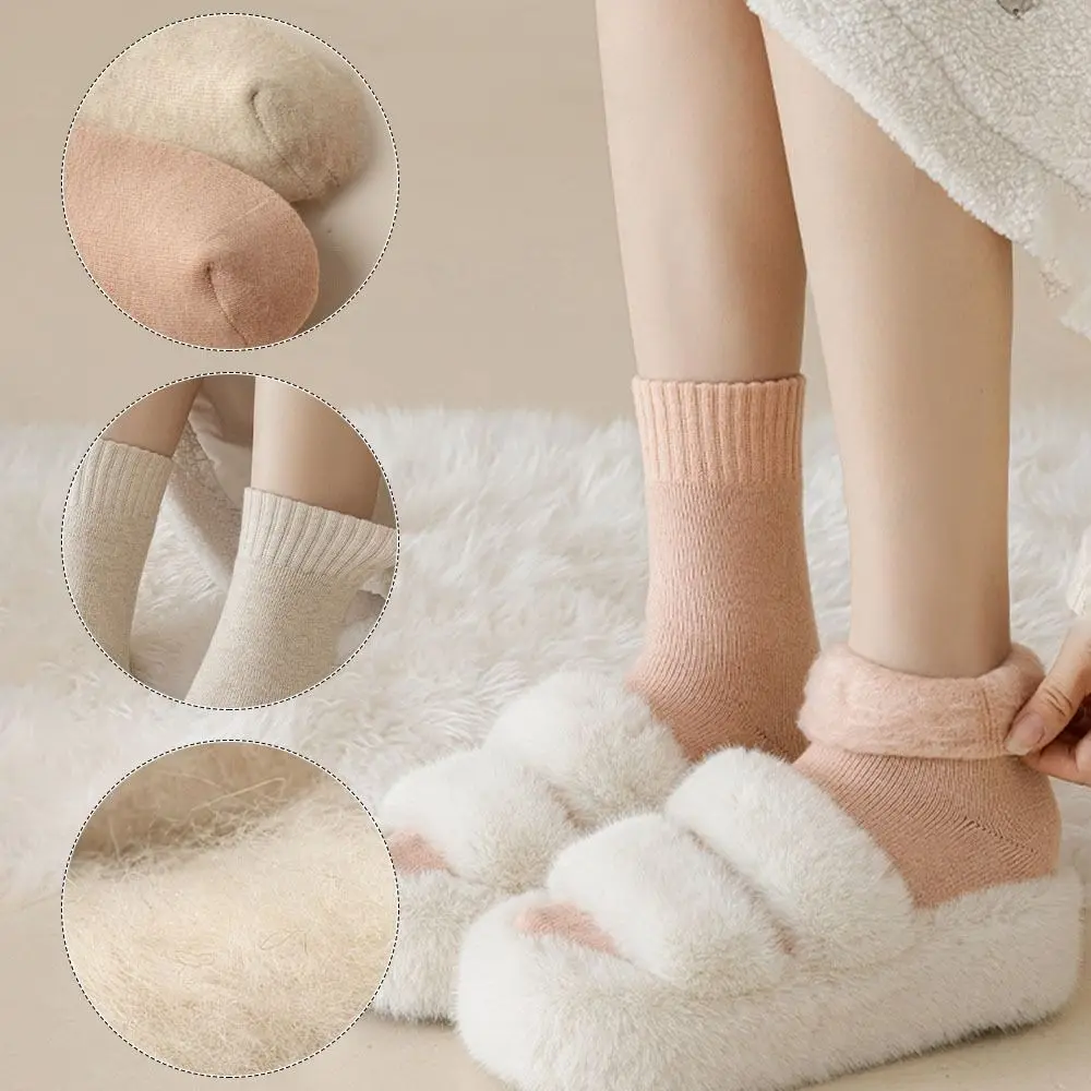 

Seamless Plus Velvet Mid-tube Sock Thicken Warmer Velvet Boots Floor Sock Brushed Terry Sock Soft Cashmere Snow Socks