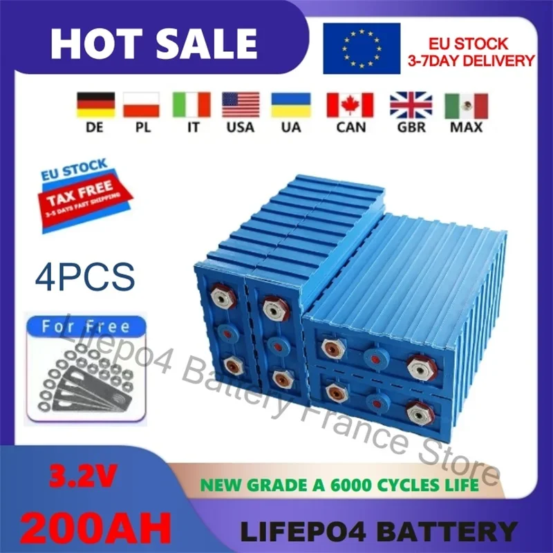 Batterie Au Lithium Aste Golf Phosphate De Fer Système Solaire Hors Réseau LifePO4 3.2V Neuf 200Ah Adapté Aux Navires Moteur UPS