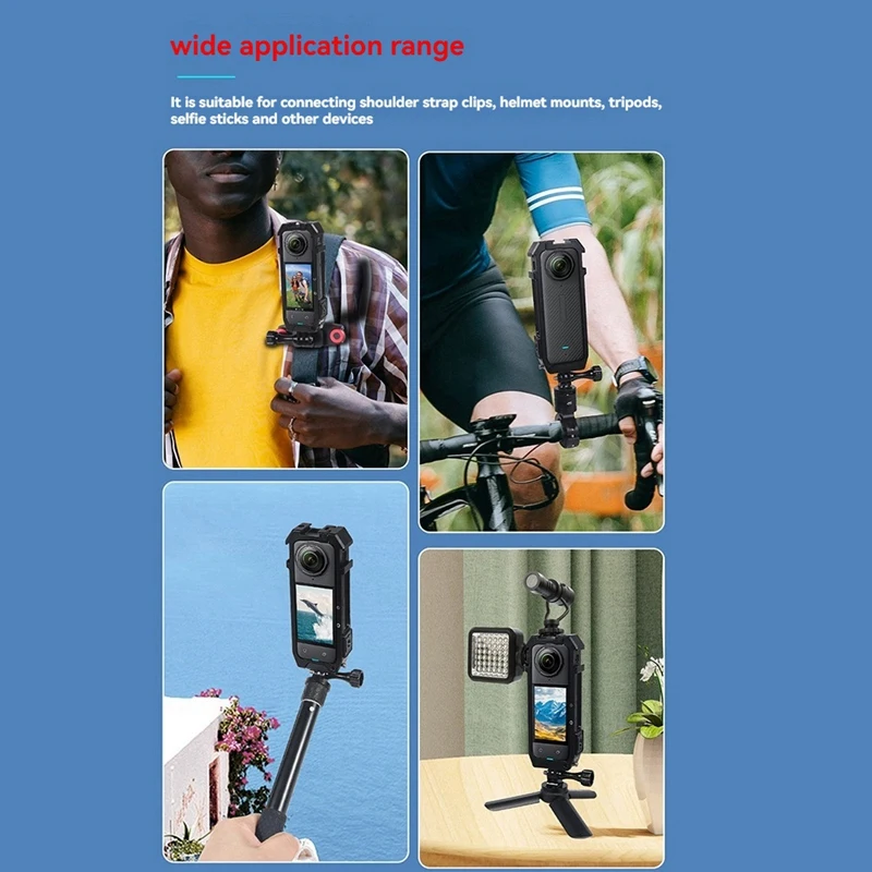 กรอบป้องกันกล้องสําหรับ Insta360 X4 Metal Cage Rig Housing พร้อมขยายฐานรองเท้าเย็น