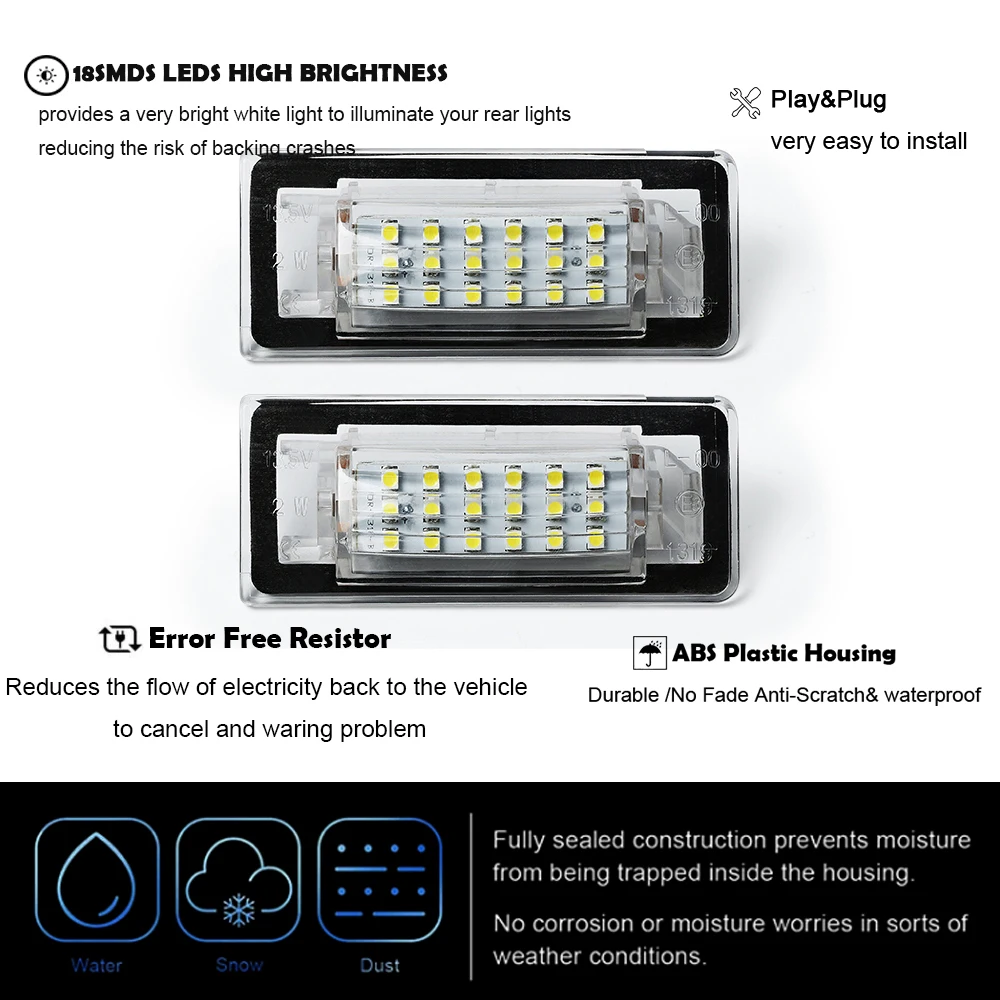 18SMD LED احتياطية رقم الترخيص لوحة مصباح علامة Canbus لأودي TT MK1 8N TT رودستر كابريو 8N9 TT كوبيه 8N3 1998-2006 6000K