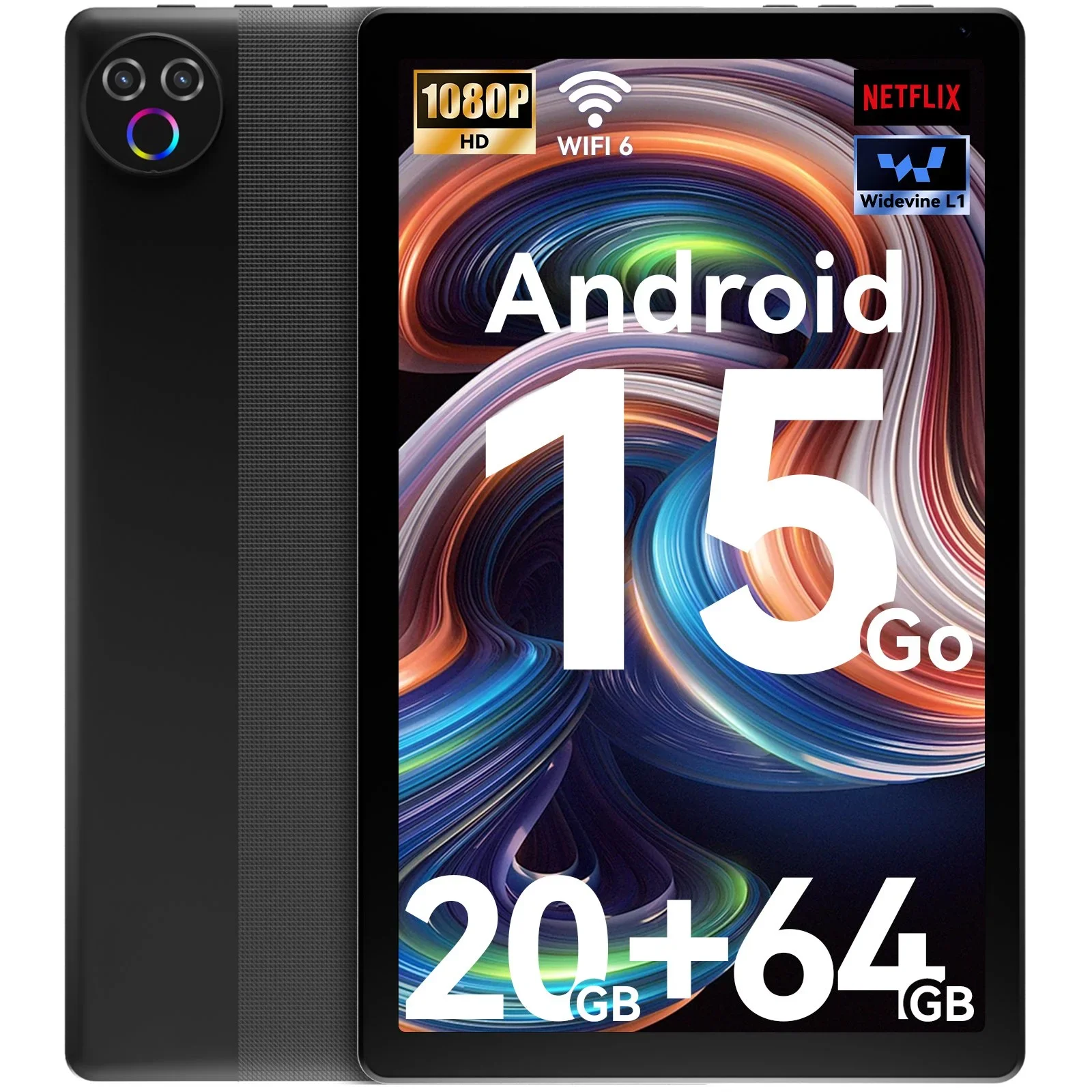 แท็บเล็ต Android 15 ขนาด 10 นิ้ว ระบบปฏิบัติการ GMS Certified  ซีพียู 5 แกน 1.8 GHz แรม 20GB รอม 64GB รองรับการขยายความจุ 1TB  WiFi 6 บลูทูธ 5.4 กล้องคู่