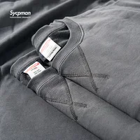 380g ajustado partido pesado triángulo invertido suelto versátil algodón sólido Vintage Otoño Invierno manga larga suéter de cuello redondo