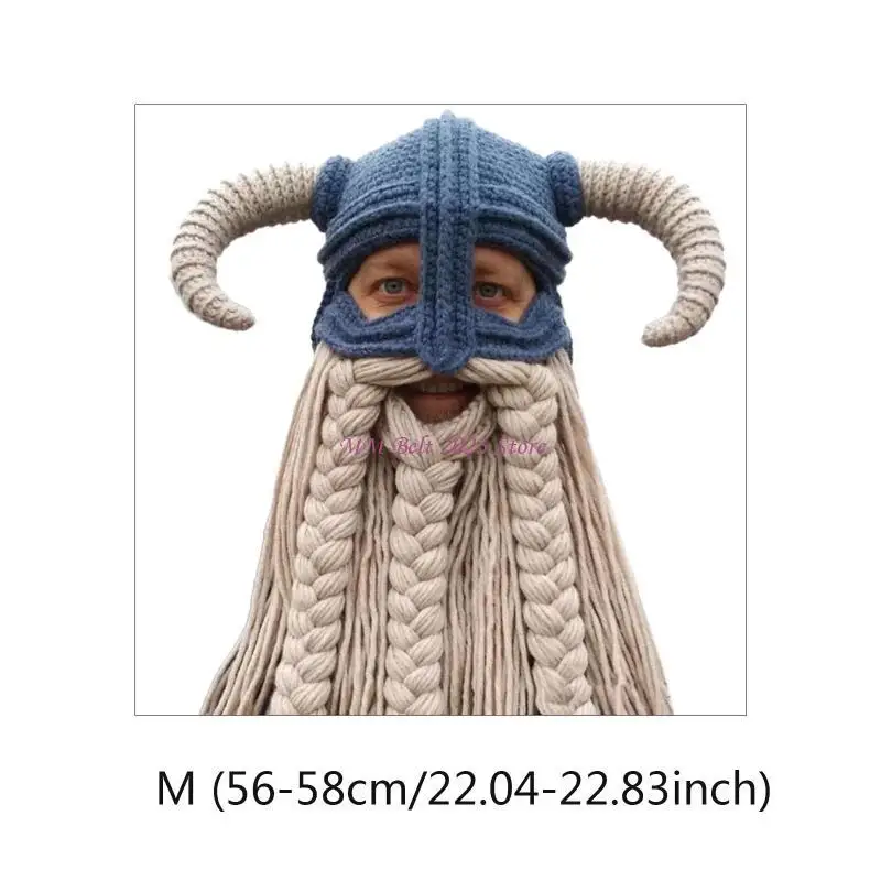 49ME أزياء قرون مضحكة قبعة الكروشيه الصوف قبعة اللحية لعارضة