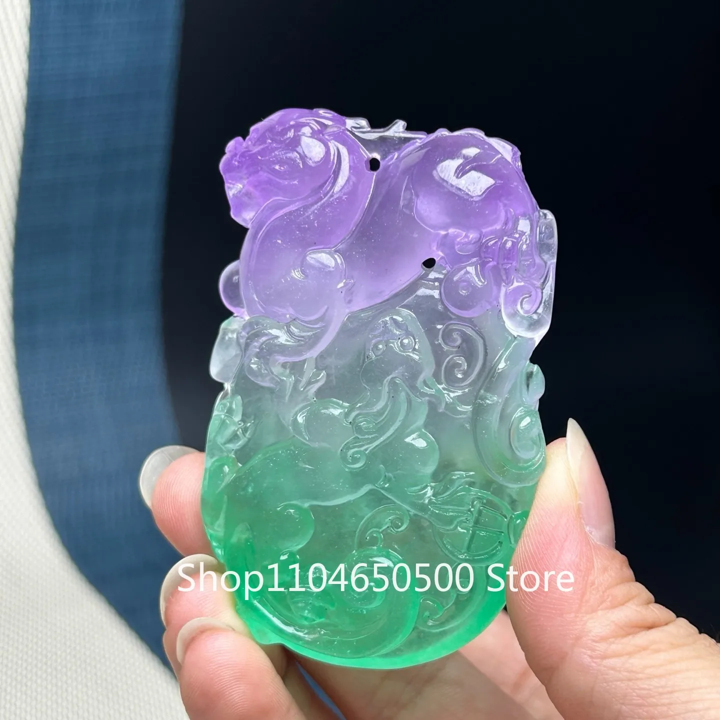 

Certified Natural Ice green Jade Jadeite amulet Pendant & Necklace
